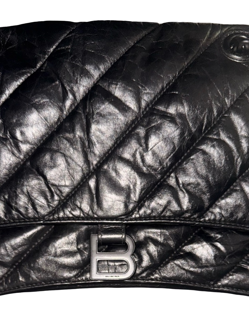 Authentic Balenciaga Crush Medium Chain Bag — Black - Picture 2 of 12